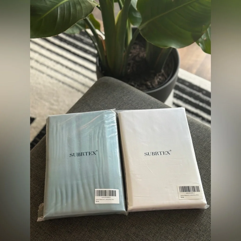 NEW SUBRTEX Luxury Cotton Pillowcase Set for Hair and Skin - Tencel Shams 2-Pack